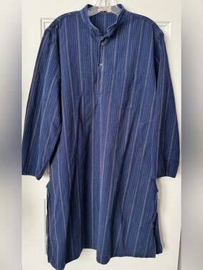 Fabindia Men’s Navy Striped Cotton Kurta Long Sleeve 38 Small